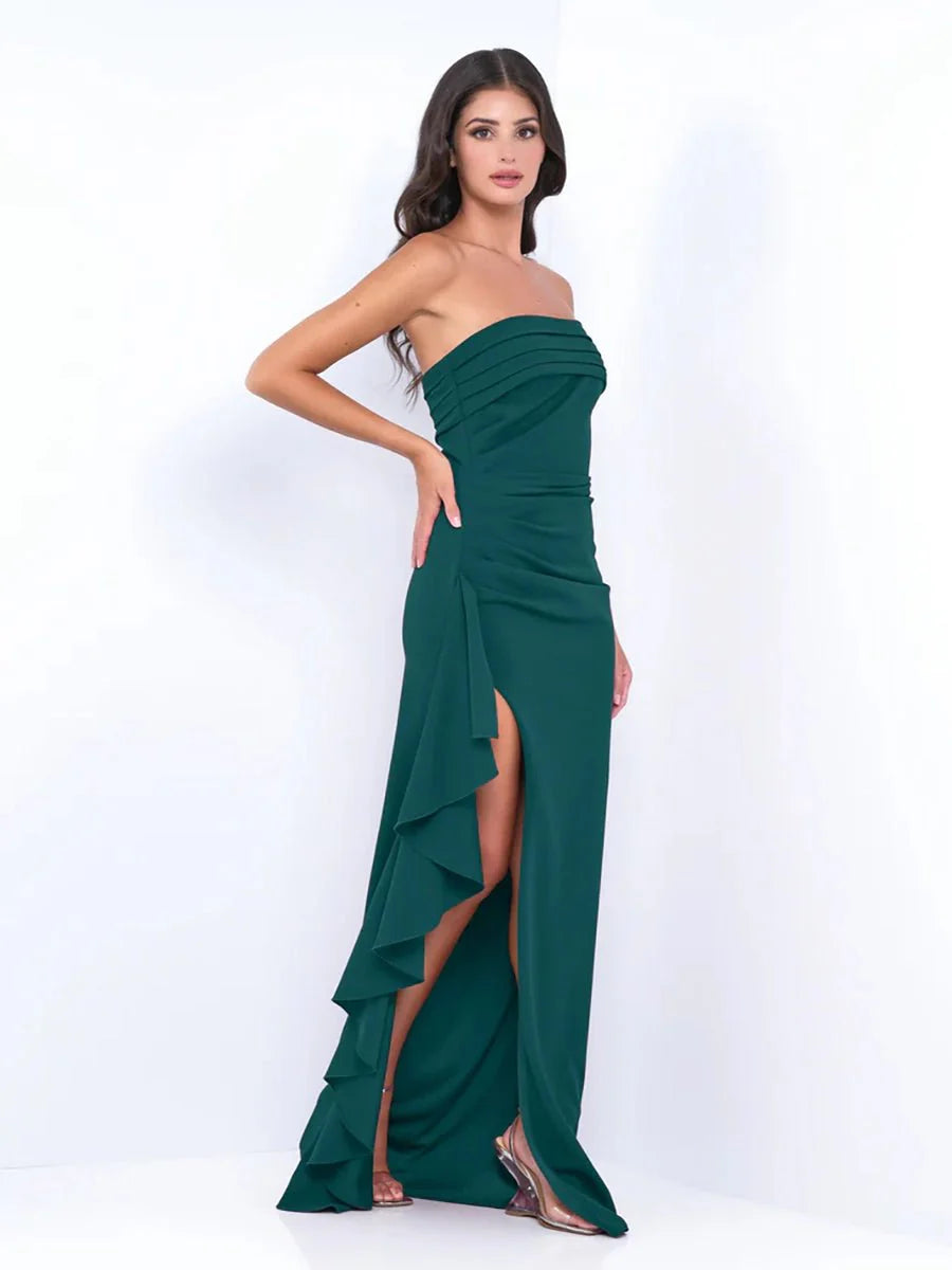Yaser Strapless Split Long Dress
